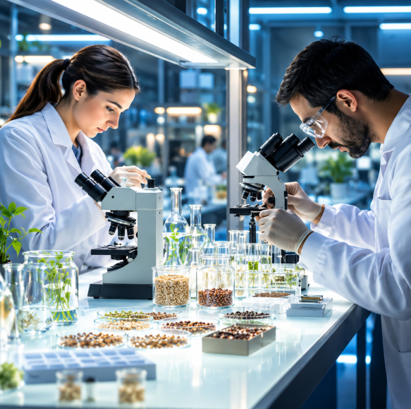 Research scientist working in an agricultural laboratory